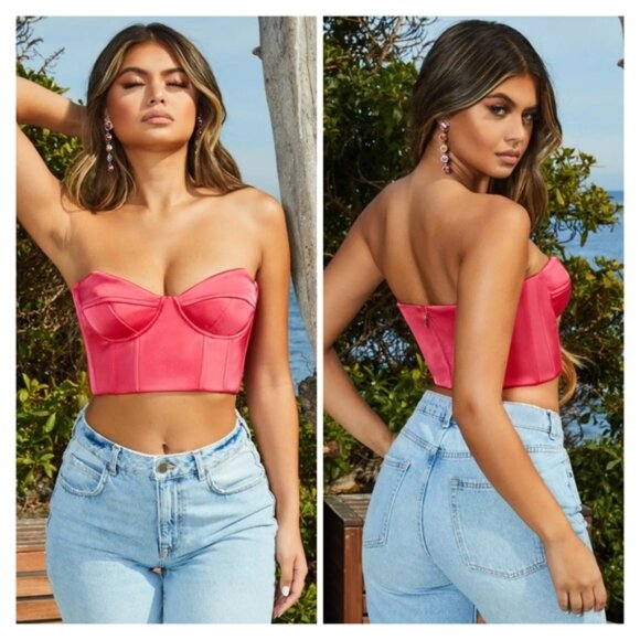 Oh Polly True Love Satin Corset Crop Top Size 2 - Picture 1 of 11